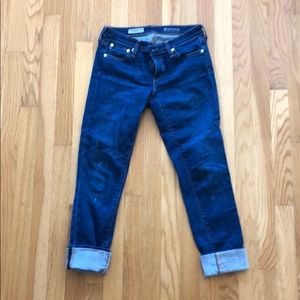 Full length jeans, worn cuffed